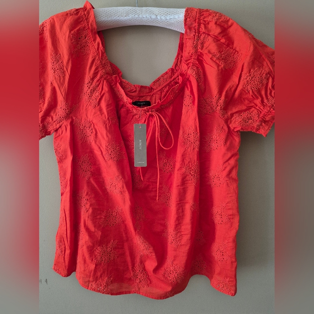 NWT J. Crew Red Tie Front Blouse